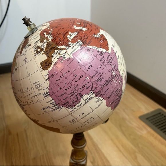 Wooden Paper Globe Stand Office Decor Map Wedding Decoration Travel Theme - Picture 4 of 6